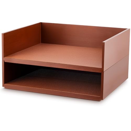 Yeaqee Stapelbare Briefablage aus Holz, 33 x 26,9 cm, luxuriöse Lederoberfläche, Schreibtisch-Briefablage, schwerer Papiereingang, Post-Organizer für Büro, Dokumente, Zeitschriften, Ordner Yeaqee Stapelbare Briefablage aus Holz, 33 x 26,9 cm, luxuriöse Lederoberfläche, Schreibtisch-Briefablage, schwerer Papiereingang, Post-Organizer für Büro, Dokumente, Zeitschriften, Ordner von Yeaqee