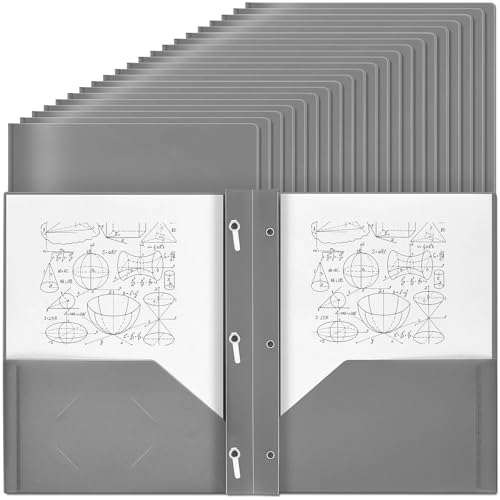 Yeaqee Taschenordner mit Zinken, robuster Kunststoff, 2 Taschen, Ordner mit 3 Zinken, Visitenkartenfach für Schule, Büro, Zuhause, 29,5 x 24,1 cm, Grau, 150 Stück Yeaqee Taschenordner mit Zinken, robuster Kunststoff, 2 Taschen, Ordner mit 3 Zinken, Visitenkartenfach für Schule, Büro, Zuhause, 29,5 x 24,1 cm, Grau, 150 Stück von Yeaqee