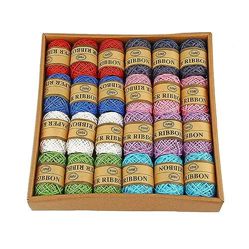 24 Stück Geschenkpapier Band 10 m je Rolle Raffia -Bunte Bänder in 8 Farben, Buntes Papiergarn für Kunsthandwerk Raffia Papierband für Geschenkbox Box,Weben, Weihnachten, Florist 24 Stück Geschenkpapier Band 10 m je Rolle Raffia -Bunte Bänder in 8 Farben, Buntes Papiergarn für Kunsthandwerk Raffia Papierband für Geschenkbox Box,Weben, Weihnachten, Florist von Yearninglife