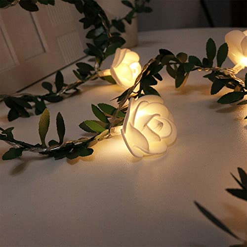 Yearninglife LED Lights Roses, Warmweiß Rosenblüten Deko Blumen-Lichterketten mit grünen Blättern Feiertagsbeleuchtung für Geburtstag Party Hochzeit Weihnachten (3 Meter 20 LED) von Yearninglife