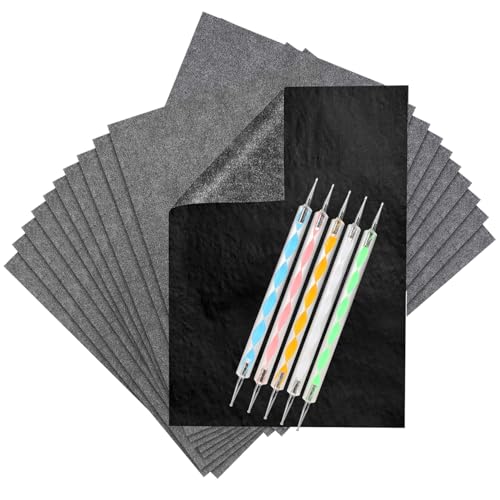 Kohlepapier Schwarz Transferpapier 150 Blatt Graphitpapier zum Durchzeichnen kohlenstoffwasserlösliches Transparentpapier mit Prägestift-Set für Kunsthandwerk und Büroprojekte Kohlepapier Schwarz Transferpapier 150 Blatt Graphitpapier zum Durchzeichnen kohlenstoffwasserlösliches Transparentpapier mit Prägestift-Set für Kunsthandwerk und Büroprojekte von Yeasing