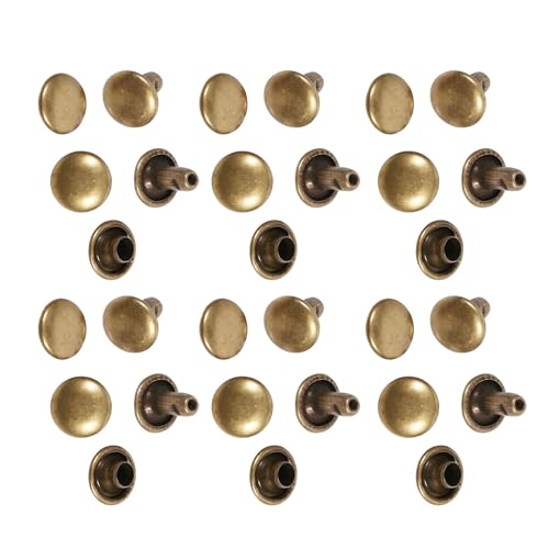 100 Sets 8 X 8 Mm Doppelkappe Nieten Metallhandwerkskiete, Nieten für Taschen, Schuhe, Hüte mit Glatte Oberfläche, Gold, Silber, Bronze, 100pcs Caps (Bronze) von Yechiry