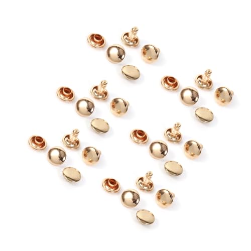 100 Sets 8 X 8 Mm Doppelkappe Nieten Metallhandwerkskiete, Nieten für Taschen, Schuhe, Hüte mit Glatte Oberfläche, Gold, Silber, Bronze, 100pcs Caps (GOLD) von Yechiry