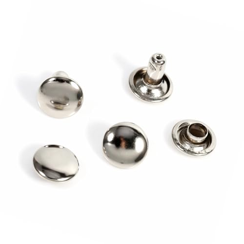 100 Sets 8 X 8 Mm Doppelkappe Nieten Metallhandwerkskiete, Nieten für Taschen, Schuhe, Hüte mit Glatte Oberfläche, Gold, Silber, Bronze, 100pcs Caps (SILVER) von Yechiry