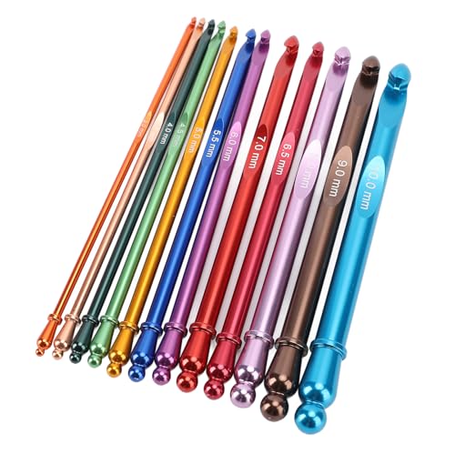 12-teiliges Häkelnadel-Set, Farbiges Aluminium, Ergonomischer Häkelgriff, Bequeme, Glatte Häkelnadeln, Extra Lange Stricknadeln, Lange Stricknadeln für Arthritische Hände 12-teiliges Häkelnadel-Set, Farbiges Aluminium, Ergonomischer Häkelgriff, Bequeme, Glatte Häkelnadeln, Extra Lange Stricknadeln, Lange Stricknadeln für Arthritische Hände von Yechiry