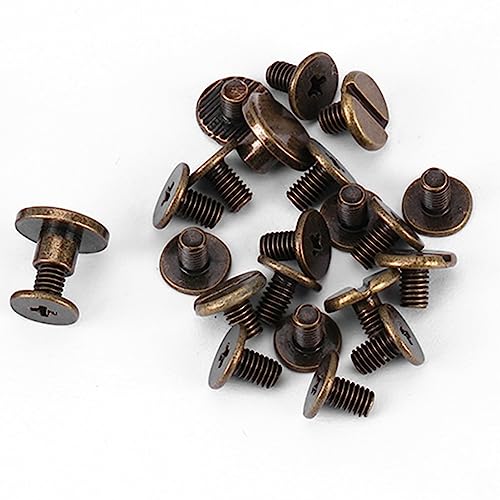 20pcs Flache Kopfnieten, Kupfer Messingschrauben Muttern Elektroplieren Verarbeitungsschrauben Nägel Lederkappe Nieten für oder Reparatur von Gepäckkleidung (5 mm) von Yechiry