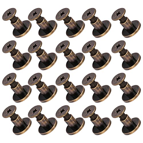 20pcs Flache Kopfnieten, Kupfer Messingschrauben Muttern Elektroplieren Verarbeitungsschrauben Nägel Lederkappe Nieten für oder Reparatur von Gepäckkleidung (6.5MM) von Yechiry