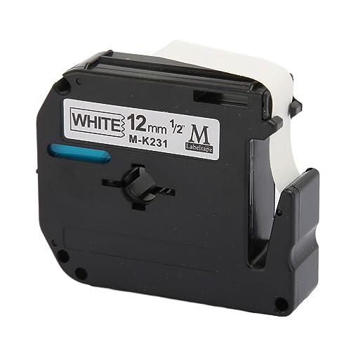 Etikettenhersteller Nachfüllungen, Schwarz auf Weißem Etikettbandersatz, 23 Fuß Länge, Klardruck und Wasserfestes Etikettdrucker für LM210D LP420 LM500Ts (12 mm) von Yechiry