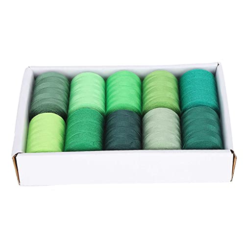 Grüner Nähfadenset, 10 Rollen Polyesterfaden mit 10 Farben, 1000 Yards Pro Spool für Haushaltsdiy -Maschine Grüner Nähfadenset, 10 Rollen Polyesterfaden mit 10 Farben, 1000 Yards Pro Spool für Haushaltsdiy -Maschine von Yechiry