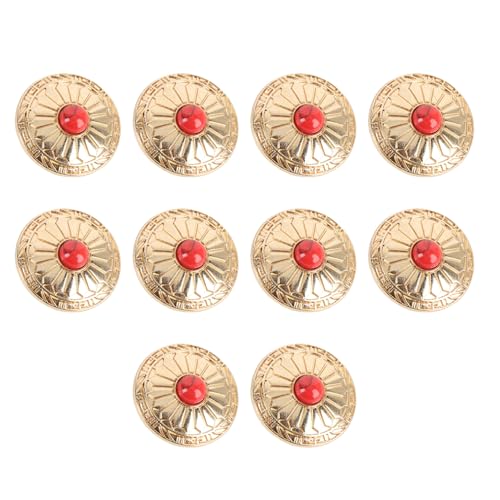 Schraubenrückerknöpfe, 10 Sätze 30 Mm Gold Blume Rot Türkis Runde Conchos Metall Dekorative Conchos mit 4,5 Mm Schrauben, Mehrzweck für Beutel, Brieftaschen von Yechiry