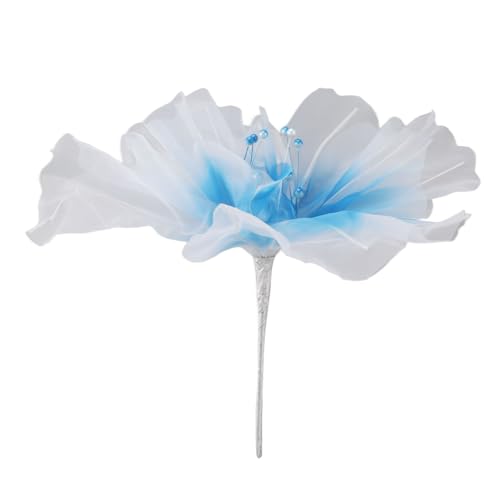 Yechiry Gaze Blume, 19,7 -Zoll -Durchmesser Leuchtende Farben Künstliche Blume mit Perlen Applikationen, Handgefertigte Organza für DIY Kunsthandwerk, Geburtstag, Hochzeitsfeierdekoration, (BLUE) von Yechiry