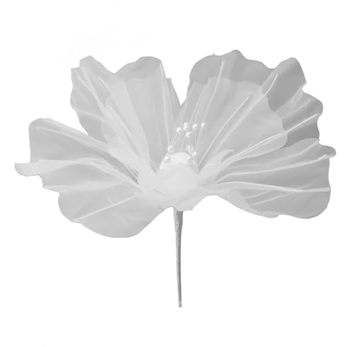 Yechiry Gaze Blume, 19,7 -Zoll -Durchmesser Leuchtende Farben Künstliche Blume mit Perlen Applikationen, Handgefertigte Organza für DIY Kunsthandwerk, Geburtstag, Hochzeitsfeierdekoration, (WHITE) von Yechiry