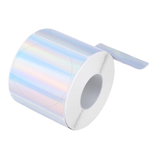 Yechiry Holografische Thermodirektetiketten, 1 Rolle mit 400 Stück Holografischen Etiketten, 2 Zoll Runde Selbstklebende Thermodruckeraufkleber für DIY-Bastelarbeiten, Silberfarben von Yechiry