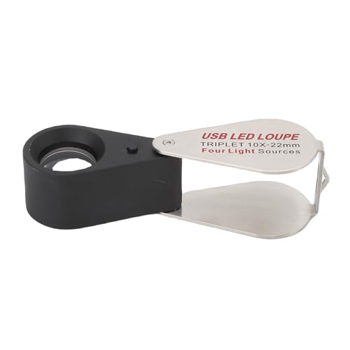 Yechiry Jewelers Loupe, 10x Beleuchtete Wiederaufladbare K9 -Gla -Schmucklupe mit Hellem LED Licht, Ideal für Edelsteine, Schmuck, Briefmarken, Münzen und Kleine Gegenstände Yechiry Jewelers Loupe, 10x Beleuchtete Wiederaufladbare K9 -Gla -Schmucklupe mit Hellem LED Licht, Ideal für Edelsteine, Schmuck, Briefmarken, Münzen und Kleine Gegenstände von Yechiry