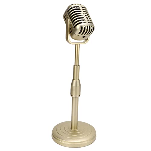 Yechiry Retro-Stilmikrofonmodell, 33-41 Cm Vintage-Mikrofon-Prop-Modell Antikes Mikrofon mit Einstellbarem Stand für Partydekorationen Fotografie (GOLD) von Yechiry