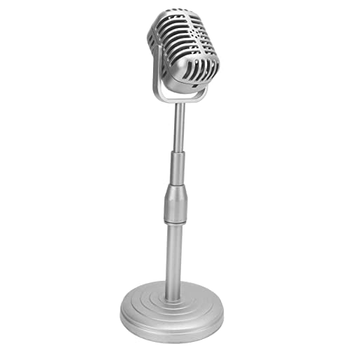 Yechiry Retro-Stilmikrofonmodell, 33-41 Cm Vintage-Mikrofon-Prop-Modell Antikes Mikrofon mit Einstellbarem Stand für Partydekorationen Fotografie (SILVER) von Yechiry