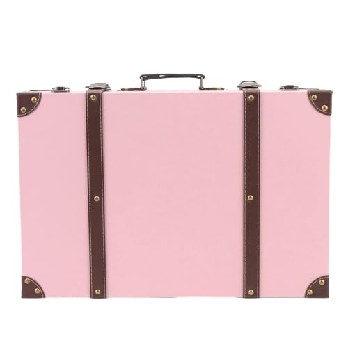 Yechiry Vintage -Reisekoffer, Pappverkehrstil Dekorative Holzkofferschachtel 17.7x11.8x5.9in, Tragbare Lagerkiste für Kunsthandwerk, Kunsthobbys und Souvenirsammlung (PINK) von Yechiry