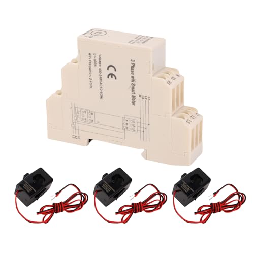 Yechiry WiFi Smart Energy Messgerät, 0-100A 3 Phase DIN Rail Home Energy Monitor mit 3pcs 100A CT-Klemme, App-Fernbedienung für Echtzeit-Stromüberwachung Yechiry WiFi Smart Energy Messgerät, 0-100A 3 Phase DIN Rail Home Energy Monitor mit 3pcs 100A CT-Klemme, App-Fernbedienung für Echtzeit-Stromüberwachung von Yechiry