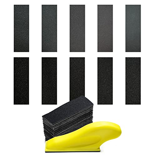 Mikroschleifer-Werkzeugset mit 100 Stück Detail-Fingerschleifer, Mini-Schleifblock für Bastelarbeiten, Nass- und Trockenschleifpapier mit einer Körnung von 60–600 von Yechok