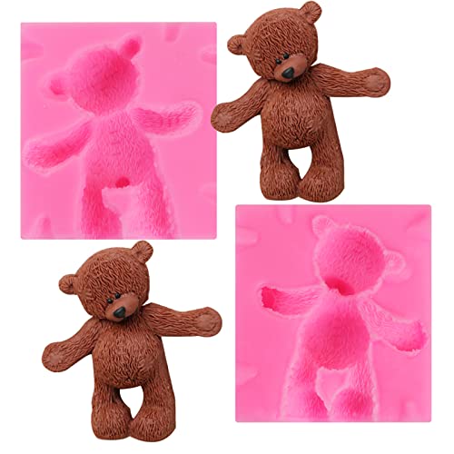 3D-Teddybär-Puppen-Silikonform für Fondant, große Bären, Schokolade, Süßigkeiten, Zuckerguss, Paste, Silikonform, für Ton, Seife, Kerze, Form für Kuchen, Dekoration, Zucker, Basteln, Polymer-Ton von Yedadone