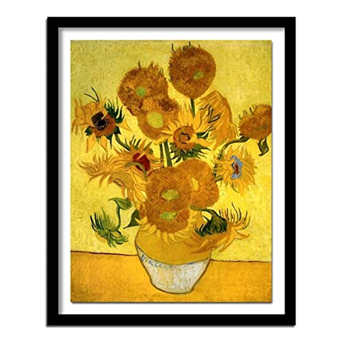 5D Diamond Painting Set,Van-Gogh-Sonnenblumen Diamant Painting Bilder Kit DIY Erwachsene Stickerei Kreuzstich Voll Strass Kristall Diamant Kunst Handwerk für Home Wand-Decor Round Drill,50x70cm von Yeecer