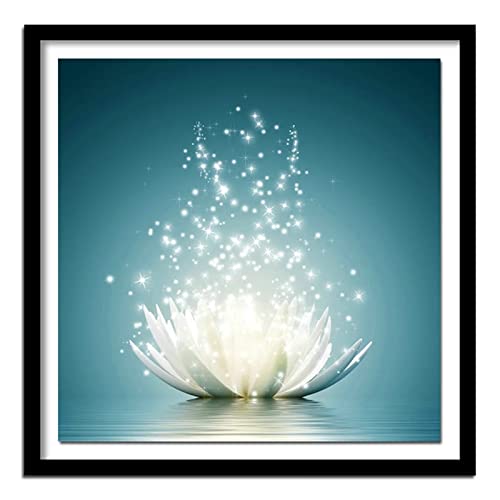 5D Diamond Painting Set,Weißer Lotus Diamant Painting Bilder Kit DIY Malen nach Zahlen Erwachsene Stickerei Kreuzstich Voll KristallDiamant Kunst Handwerk für Home Wand-Decor Round drill,50x50cm von Yeecer