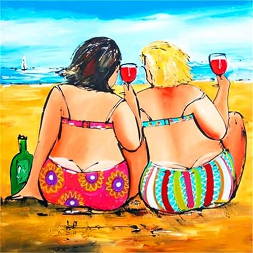 5D Diamond Painting Set Fette Dame am Strand,Diamant Painting Bilder Kit DIY Malen nach Zahlen Erwachsene Stickerei Kreuzstich Voll Strass Kristall Diamant Kunst Handwerk für Home Wand-Decor 40x40cm von Yeecer