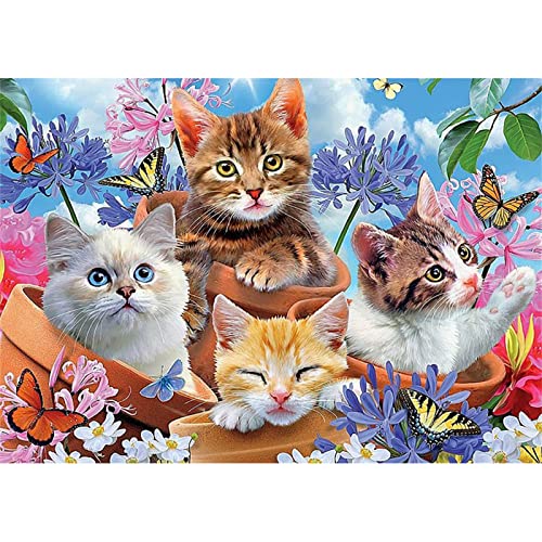 5D Diamond Painting Set Süße Katzenblume,Diamant Painting Bilder Kit DIY Malen nach Zahlen Erwachsene Stickerei Kreuzstich Voll Strass Kristall Diamant Kunst Handwerk für Home Wand-Decor 25x45cm von Yeecer