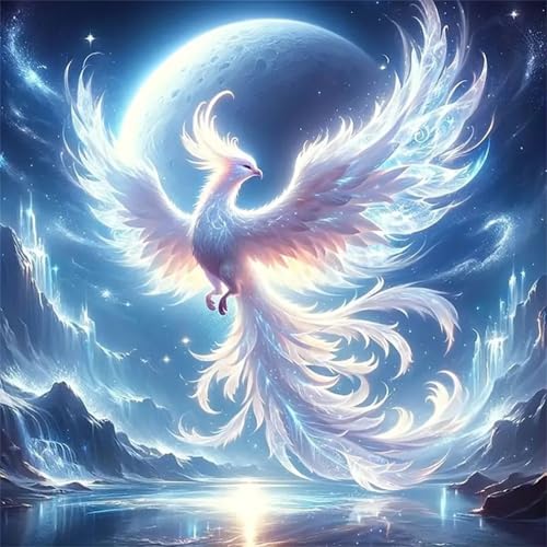 5D Diamond Painting für Erwachsene,Weißer Phönix Diamant Painting Bilder Kits,DIY Fantasie Vogel Diamant Art Painting for Anfänger,Voll Vierkant Kristall Diamant Stickerei Kunst Wanddekor 30x30cm von Yeecer