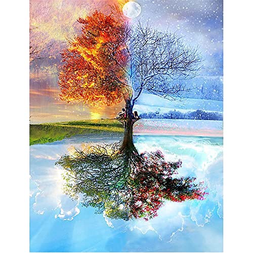 DIY Diamond Painting,Baum der vier Jahreszeiten 5D Adult Kinder Diamant Painting Bilder Kits,volle Strass Stickerei Kreuzstich Diamant Malerei Leinwand Mosaik Kunsthandwerk für Home Wall Decor 30x50cm von Yeecer