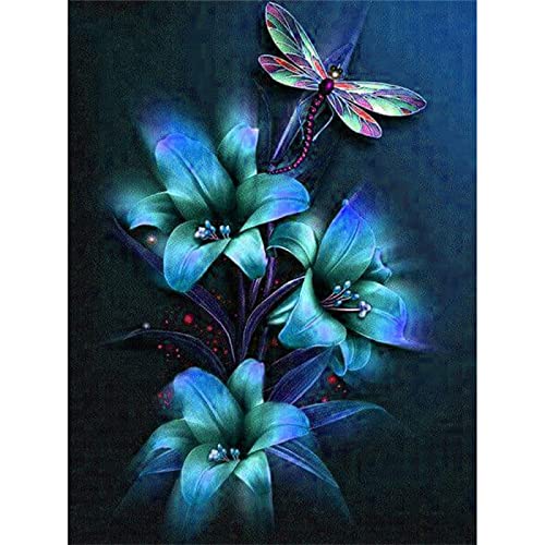 DIY Diamond Painting,Fantasie-Lilien-Blume 5D Adult Kinder Diamant Painting Bilder Kits,volle Strass Stickerei Kreuzstich Diamant Malerei Leinwand Mosaik Kunsthandwerk für Home Wall Decor 80x100cm von Yeecer