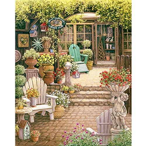 DIY Diamond Painting,Gartenlandschaft Blume 5D Adult Kinder Diamant Painting Bilder Kits,volle Strass Stickerei Kreuzstich Diamant Malerei Leinwand Mosaik Kunsthandwerk für Home Wall Decor 30x50cm von Yeecer