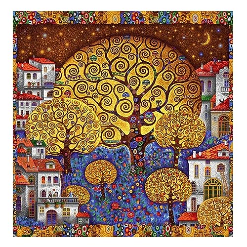 DIY Diamond Painting,Gustav Klimt Baum des Lebens 5D Adult Kinder Diamant Painting Bilder Kits,Full Strass Stickerei Kreuzstich Leinwand Diamant Malerei Kunsthandwerk für Home Wall Decor 50x50cm von Yeecer