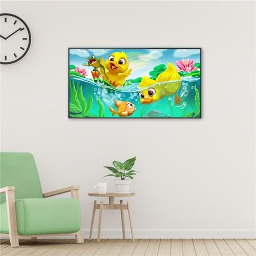 Diamond Painting Cartoon Ente Tier,Groß Diamant Painting Bilder Set 5D DIY Erwachsene Kinder Full Rundbohrer Stickerei Kreuzstich Malen nach Zahlen Kunst Handwerk Home Wohnzimmer Wand Dekor 30x60cm von Yeecer