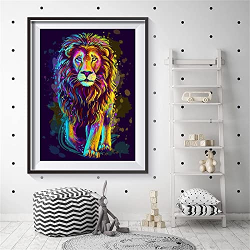 Yeecer 5D Diamond Painting Set,Bunter Tierlöwe Diamant Painting Bilder Kit DIY Erwachsene Stickerei Kreuzstich Voll Strass Kristall Diamant Kunst Handwerk für Home Wand-Decor Square Drill,40x60cm von Yeecer