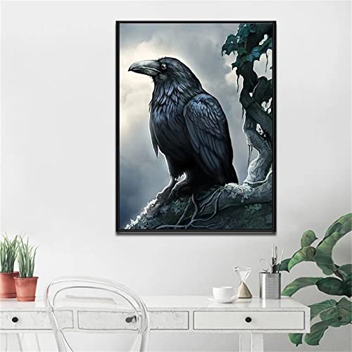 Yeecer 5D Diamond Painting Set,Krähe Tier Diamant Painting Bilder Kit DIY Erwachsene Stickerei Kreuzstich Voll Strass Kristall Diamant Kunst Handwerk für Home Wand-Decor Square Drill,25x45cm von Yeecer