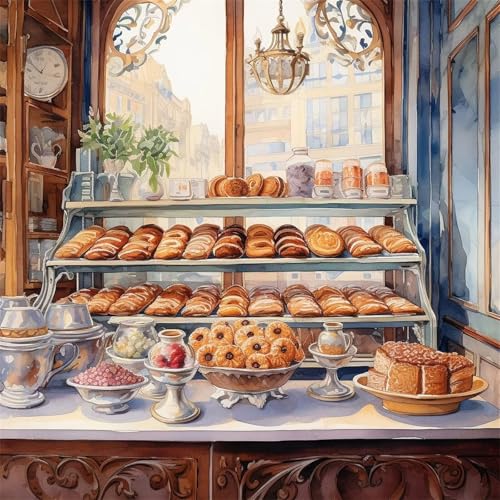 Yeecer Bäckerei Diamond Painting für Erwachsene,5D Essen Diamant Painting Bilder,DIY Runder Diamanten Malerei Set Stickerei Kreuzstich Geschenke für Home Wand Dekoration 30x30cm von Yeecer