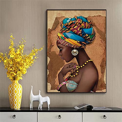 Yeecer DIY Diamond Painting,Afrikanische Frau 5D Adult Kinder Diamant Painting Bilder Kits,Full Drill Strass Stickerei Kreuzstich Diamant Malerei Leinwand Mosaik Home Wall Decor Square Drill,40x60cm von Yeecer
