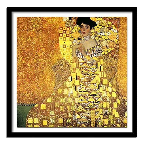 Yeecer DIY Diamond Painting Gustav Klimt Adele 5D Adult Kinder Diamant Painting Bilder Kits,Full Drill Strass Stickerei Kreuzstich Mosaik Diamant Malerei für Home Wall Decor Round drill,100x100cm von Yeecer
