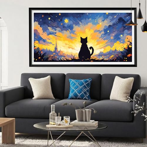 5D Diamond Painting Abstrakt, Katze Diamond Painting Erwachsene Bastelset, DIY Vollbohrer Diamant Malerei Basteln Erwachsene Anfänger Kreativ Set für Zimmer Deko Geschenke für Frauen 100x200cm Y6-260 von Yeefion