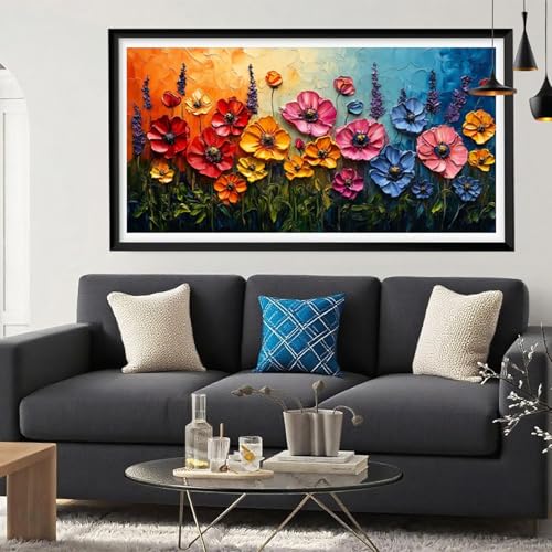 5D Diamond Painting Blume, Bunt Diamond Painting Erwachsene Bastelset, DIY Vollbohrer Diamant Malerei Basteln Erwachsene Anfänger Kreativ Set für Zimmer Deko Schlafzimmer Geschenke 90x180cm Y6-125 von Yeefion