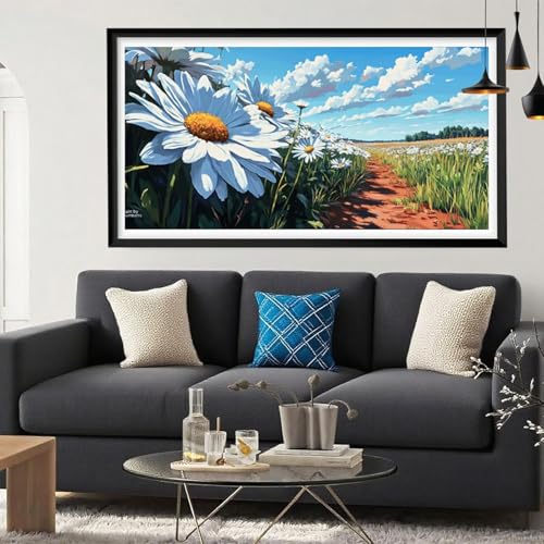 5D Diamond Painting Gänseblümchen, Wolke Diamond Painting Erwachsene Bastelset, DIY Vollbohrer Diamant Malerei Basteln Erwachsene Anfänger Kreativ Set für Zimmer Deko Geschenke Frauen 100x200cm Y6-206 von Yeefion