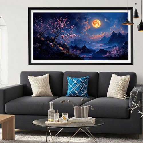 5D Diamond Painting Gebirge, Baum Diamond Painting Erwachsene Bastelset, DIY Vollbohrer Diamant Malerei Basteln Erwachsene Anfänger Kreativ Set für Zimmer Deko Geschenke für Frauen 100x200cm Y6-293 von Yeefion