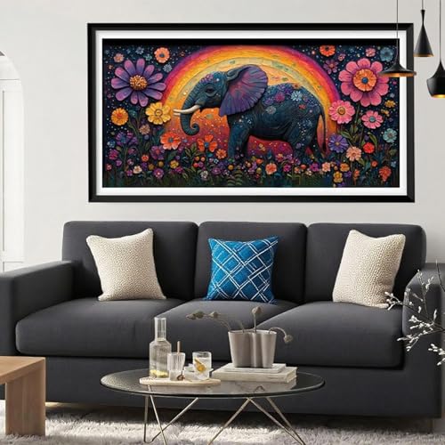 5D Diamond Painting Karikatur, Elefant Diamond Painting Erwachsene Bastelset, Vollbohrer Diamant Malerei Basteln Erwachsene Anfänger Kreativ Set für Zimmer Deko Geschenke für Frauen 100x200cm Y6-272 von Yeefion