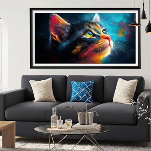 5D Diamond Painting Karikatur, Katze Diamond Painting Erwachsene Bastelset, DIY Vollbohrer Diamant Malerei Basteln Erwachsene Anfänger Kreativ Set für Zimmer Deko Geschenke für Frauen 90x180cm Y6-104 von Yeefion