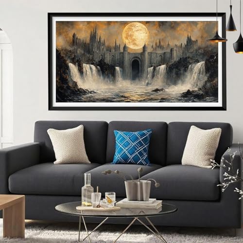 5D Diamond Painting Landschaft, Grau Diamond Painting Erwachsene Bastelset, DIY Vollbohrer Diamant Malerei Basteln Erwachsene Anfänger Kreativ Set für Zimmer Deko Geschenke für Frauen 80x160cm Y6-110 von Yeefion