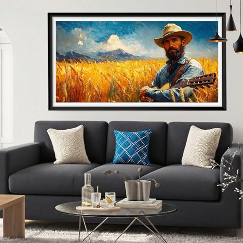 5D Diamond Painting Mann, Weizenfeld Diamond Painting Erwachsene Bastelset, DIY Vollbohrer Diamant Malerei Basteln Erwachsene Anfänger Kreativ Set für Zimmer Deko Geschenke für Frauen 100x200cm Y6-239 von Yeefion