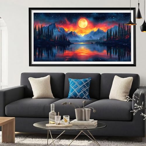 5D Diamond Painting Mond, Nacht Diamond Painting Erwachsene Bastelset, DIY Vollbohrer Diamant Malerei Basteln Erwachsene Anfänger Kreativ Set für Zimmer Deko Schlafzimmer Geschenke 100x200cm Y6-236 von Yeefion