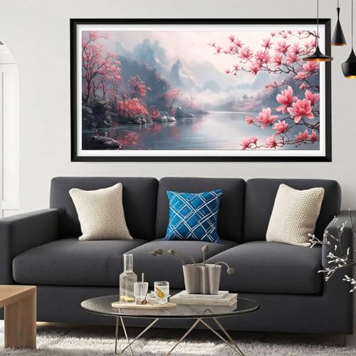 5D Diamond Painting Orchidee, Landschaft Diamond Painting Erwachsene Bastelset, DIY Vollbohrer Diamant Malerei Basteln Erwachsene Anfänger Kreativ Set für Zimmer Deko Geschenke Frauen 80x160cm Y6-119 von Yeefion