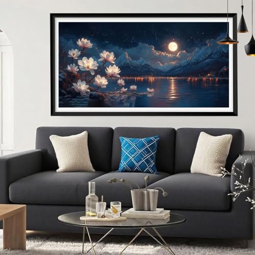5D Diamond Painting Orchidee, See Diamond Painting Erwachsene Bastelset, DIY Vollbohrer Diamant Malerei Basteln Erwachsene Anfänger Kreativ Set für Zimmer Deko Geschenke für Frauen 100x200cm Y6-221 von Yeefion